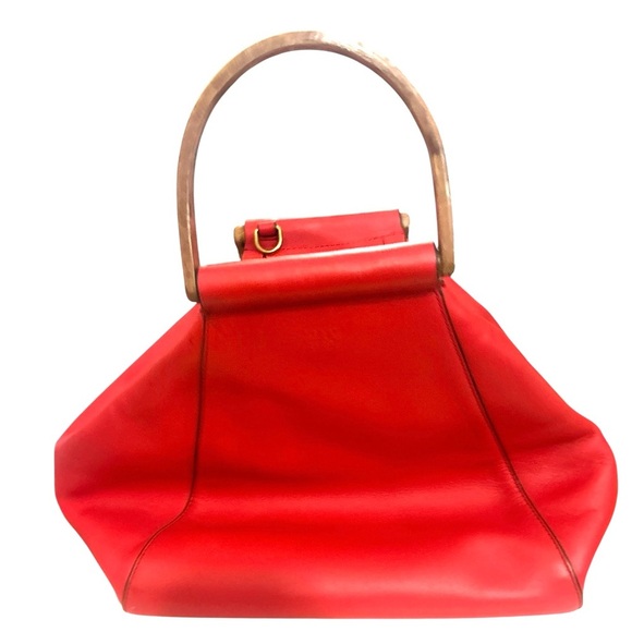 Tory Burch Half Moon Top Handle Bamboo Satchel 2 Way Crossbody Bag Purse - Picture 7 of 12